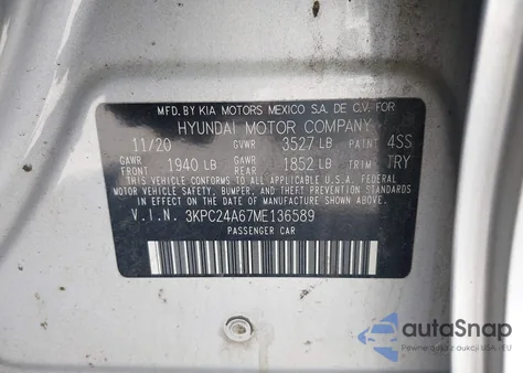 2021 Hyundai Accent Se from USA, damaged, VIN 3KPC24A67ME136589